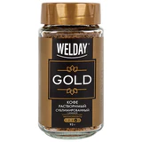 Кофе растворимый WELDAY (ВЭЛДЭЙ) "GOLD" 95 г, стеклянная банка, сублимированный, 622675