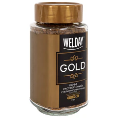 Кофе растворимый WELDAY (ВЭЛДЭЙ) &laquo;GOLD&raquo; 95 г, стеклянная банка, сублимированный, 622675