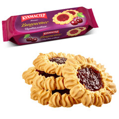 Печенье КУХМАСТЕР "Вишневые тарталетки" песочные, с вишневым джемом, 240 г