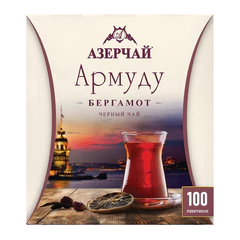 Чай АЗЕРЧАЙ "Армуду" черный с бергамотом, 100 пакетиков по 1,6 г