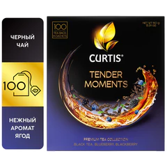 Чай CURTIS "Tender Moments" черный со вкусом ягод и мяты, 100 пакетиков в конвертах по 1,5 г