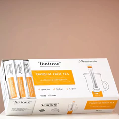 Чай TEATONE "Tropical fruit tea" черный с ароматом тропических фруктов, 100 стиков по 1,8 г