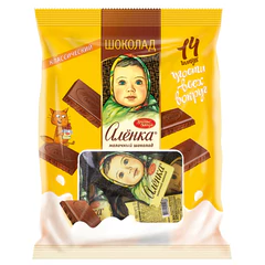 Шоколад порционный "Аленка" молочный, 210 г (14 плиток по 15 г)