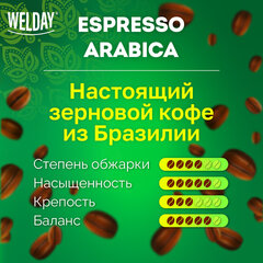 Кофе в зернах WELDAY (ВЭЛДЭЙ) "ESPRESSO Arabica" 1 кг, арабика 100%, 623437