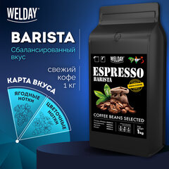 Кофе в зернах WELDAY (ВЭЛДЭЙ) "ESPRESSO Barista" 1 кг, 623438