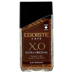 Кофе молотый в растворимом EGOISTE "X.O", 100 г, стеклянная банка, сублимированный, ШВЕЙЦАРИЯ