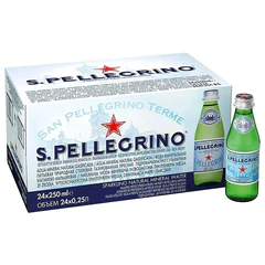 Вода ГАЗИРОВАННАЯ минеральная SAN PELLEGRINO, 0,25 л, ИТАЛИЯ, стеклянная бутылка
