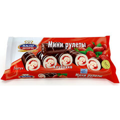 Мини-рулеты МАСТЕР ДЕСЕРТА глазированные с клубничной начинкой, 175 г