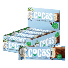 Батончик FITNESSHOCK "Cocos" ваниль-кокос, БЕЗ САХАРА, 12 шт. по 35 г в шоубоксе