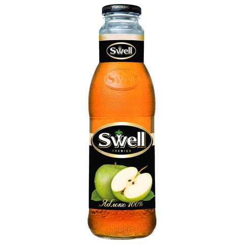Сок яблочный SWELL осветленный в стеклянной бутылке 0,75 л, для детского питания, 4040180070