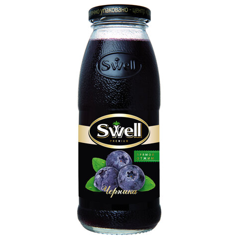 Нектар черничный SWELL прямого отжима в стеклянной бутылке 0,25 л, 4040221170