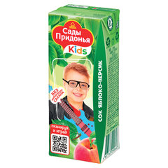 Сок яблоко-персик САДЫ ПРИДОНЬЯ с мякотью 0,2 л, для детского питания