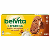 Печенье витаминизированное BELVITA "Утреннее", сэндвич с какао и йогуртовой начинкой, 253 г