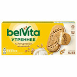 Печенье витаминизированное BELVITA "Утреннее", сэндвич со злаками и йогуртовой начинкой, 253 г