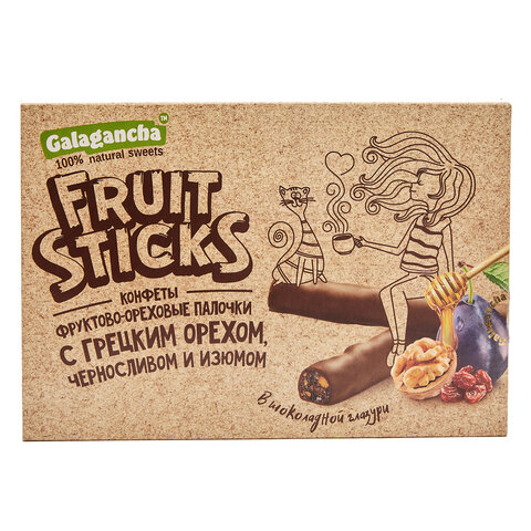 Конфеты шоколадные "Fruit Sticks" с черносливом и грецким орехом 175 г, БЕРЕСТОВ А.С., УТ-00031675