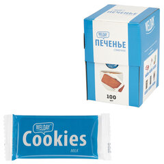 Печенье хрустящее в индивидуальной упаковке WELDAY (ВЭЛДЭЙ) &laquo;Сливочное&raquo;, 100 штук в офис-боксе, 624096
