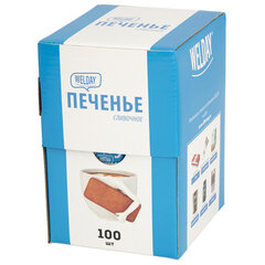 Печенье хрустящее в индивидуальной упаковке WELDAY (ВЭЛДЭЙ) &laquo;Сливочное&raquo;, 100 штук в офис-боксе, 624096