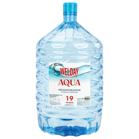 Вода питьевая для кулера WELDAY AQUA (ВЭЛДЭЙ АКВА) 19 л, одноразовая бутыль, 624164