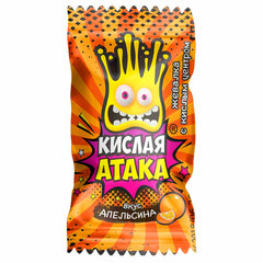 Конфета жевательная КИСЛАЯ АТАКА с кислым центром, ассорти 3 вкусов, 4,5 г