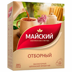 Чай МАЙСКИЙ "Отборный" черный, 100 пакетиков по 2 г