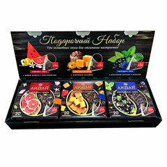 Чай АКБАР &laquo;Поздравляю&raquo; ассорти 3 вкуса, НАБОР 60 пирамидок по 2 г