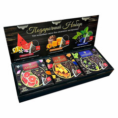 Чай АКБАР &laquo;Поздравляю&raquo; ассорти 3 вкуса, НАБОР 60 пирамидок по 2 г