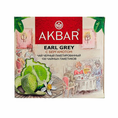Чай АКБАР &laquo;Earl Grey&raquo; черный байховый с бергамотом, 100 пакетиков по 2 г