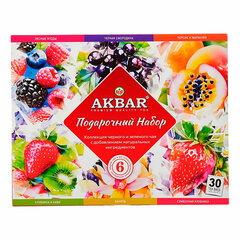 Чай АКБАР &laquo;Подарочный&raquo; ассорти 6 вкусов, НАБОР 30 пакетиков в конвертах по 2 г