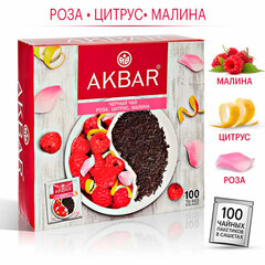 Чай АКБАР &laquo;Роза, цитрус, малина&raquo; черный, 100 пакетиков в конвертах по 1,5 г