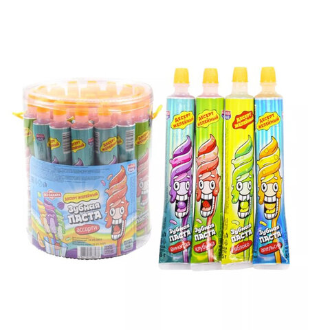 Десерт желейный "Зубная паста" ассорти, 55 г, КАНДИ КЛАБ, JEL035-1