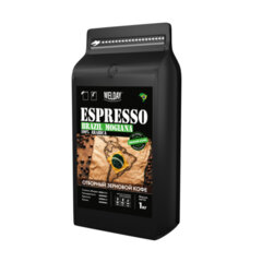 Кофе в зернах WELDAY (ВЭЛДЭЙ) "ESPRESSO БРАЗИЛИЯ МОЖИАНА" 1 кг, арабика 100%, 624400