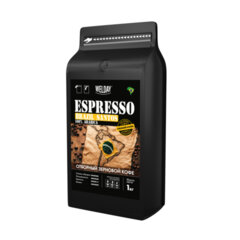 Кофе в зернах WELDAY (ВЭЛДЭЙ) "ESPRESSO БРАЗИЛИЯ САНТОС" 1 кг, арабика 100%, 624401