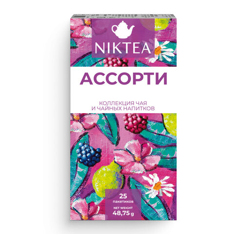 Чай NIKTEA "Ассорти", 5 вкусов, 25 пакетиков в конвертах, TALTHA-DP0062