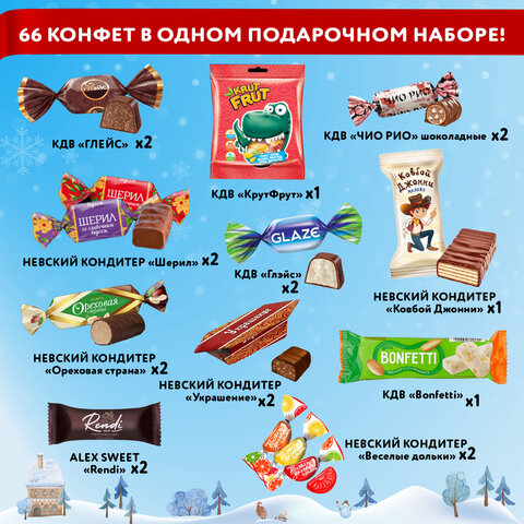 Подарок новогодний "СУНДУК СПЕШУ НА ПРАЗДНИК", НАБОР конфет 1000г, картонная коробка, МОСУПАК, 23817