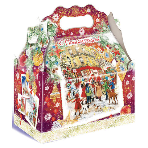 Подарок новогодний "ЛАРЕЦ БОРДОВЫЙ", НАБОР конфет 1000 г, картонная коробка, МОСУПАК