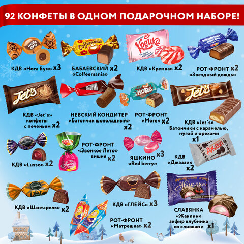 Подарок новогодний "ДЕД МОРОЗ НА САНЯХ", НАБОР конфет 1500 г, картонная коробка, МОСУПАК, ш/к 23893