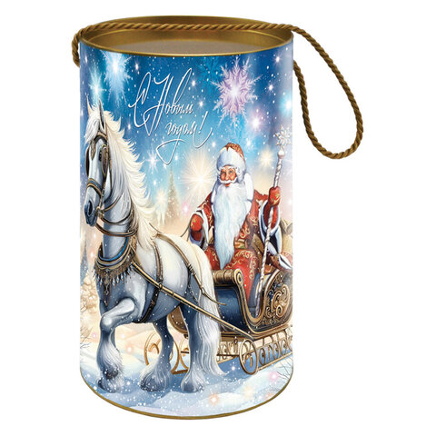 Подарок новогодний "БЕЛЫЙ КОНЬ", НАБОР конфет 600 г, картонная туба, МОСУПАК, ш/к 23909