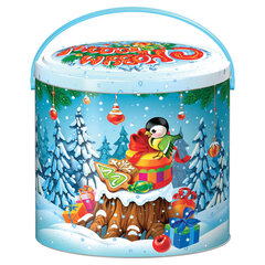 Подарок новогодний &laquo;СЛАДКОЕЖКА&raquo;, 600 г, НАБОР конфет, жестяная упаковка с ручкой, МОСУПАК