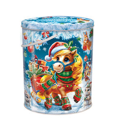 Подарок новогодний &laquo;НОВОГОДНИЙ КУРЬЕР&raquo;,1000 г, НАБОР конфет, жестяная туба с ручкой, МОСУПАК