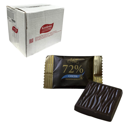 Шоколад порционный KONFESTA горький 72% какао, 1100 г (220 штук по 5 г), ш/к 75129