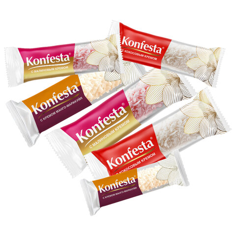 Конфеты глазированные KONFESTA Ассорти (кокос, малина, манго-маракуйя) 1100 г, ш/к 74832