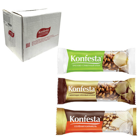 Конфеты KONFESTA ассорти (соленая карамель, шоколадно-ореховая, орехово-сливочная), 1100 г