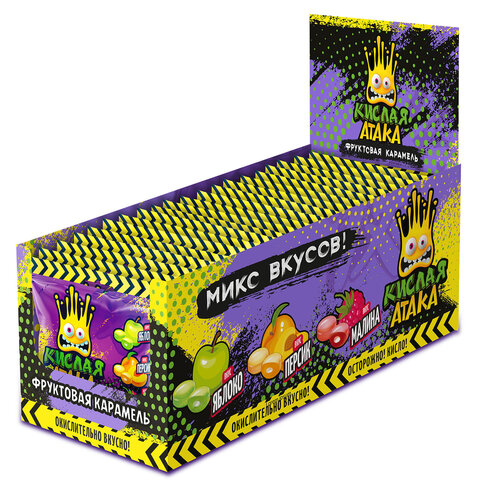 Карамель леденцовая КИСЛАЯ АТАКА, ассорти вкусов (яблоко, персик, малина), 40 г, KA-4-1 - фото 3