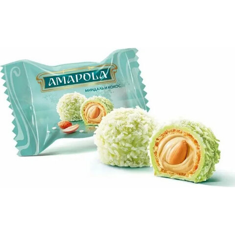 Конфеты глазированные AMAPOLA "Миндаль и Кокос" вафельные 100 г - фото 2