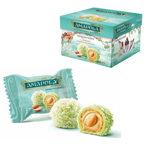 Конфеты глазированные AMAPOLA "Миндаль и Кокос" вафельные 100 г