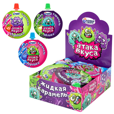 Конфета-гель АТАКА ВКУСА кислая, ассорти вкусов, БОМБАСВИТС, 20 г, 624606