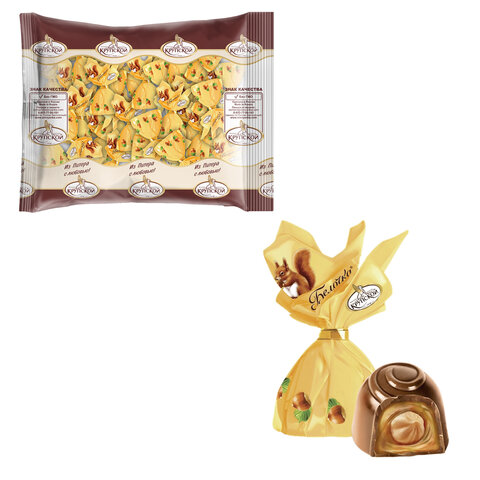 Конфеты шоколадные ФАБРИКА ИМ. КРУПСКОЙ "Белочка" с цельным лесным орехом, 1000 г, 40618 - фото 2