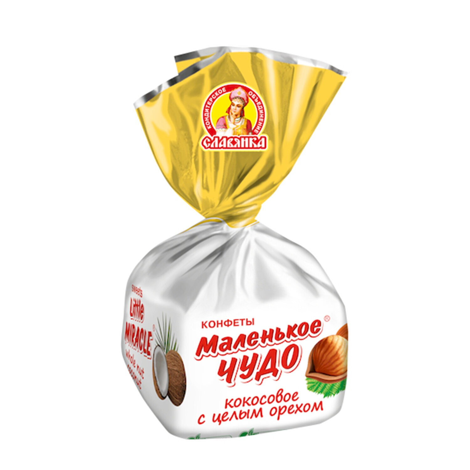 Конфеты СЛАВЯНКА "Маленькое чудо", с кокосовым вкусом и цельным орехом, 1000 г