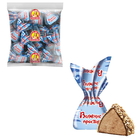 Конфеты СЛАВЯНКА "Волжские просторы" в вафельной крошке, с начинкой пралине, 1000 г, 40187 - фото 2