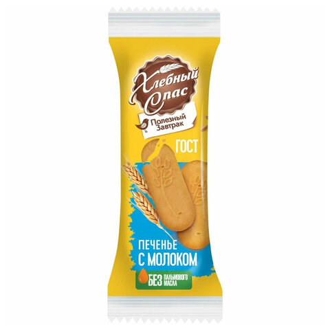 Печенье сдобное ХЛЕБНЫЙ СПАС "Полезный завтрак" с молоком, 32 г, в шоу-боксе, 00-2228783